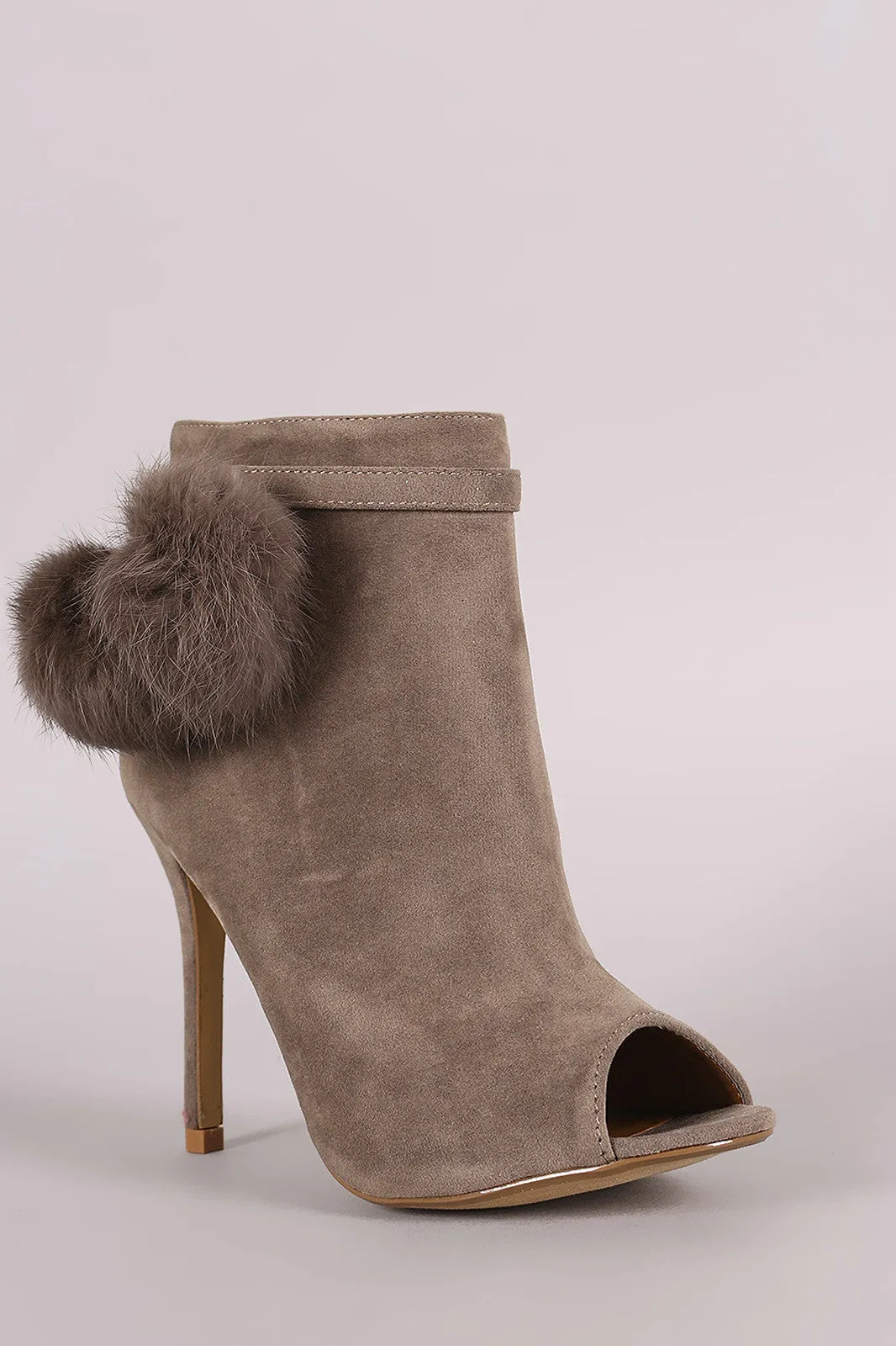 Rosey - Suede Pompom Stiletto Ankle Boots