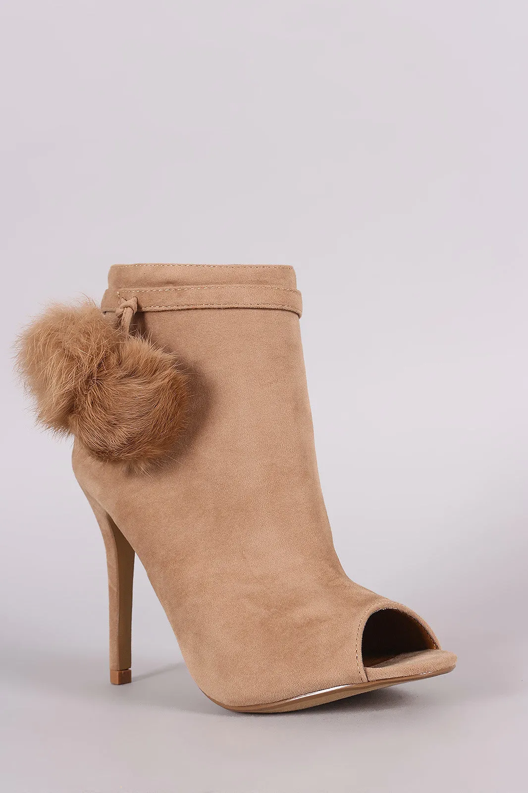 Rosey - Suede Pompom Stiletto Ankle Boots