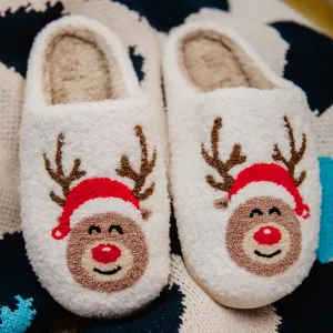 Santa Reindeer Red Nose Slippers