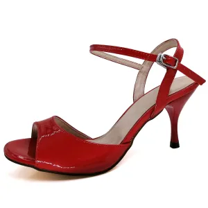 SHJ Women's Red Real Leather 10cm Heels Dance Shoes Tango Shoes