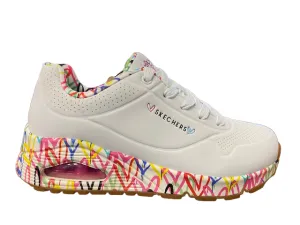 Skechers scarpa sneakers da donna Uno Loving Love 155506/WHT bianco