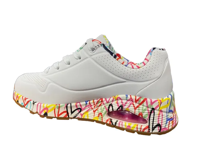 Skechers scarpa sneakers da donna Uno Loving Love 155506/WHT bianco