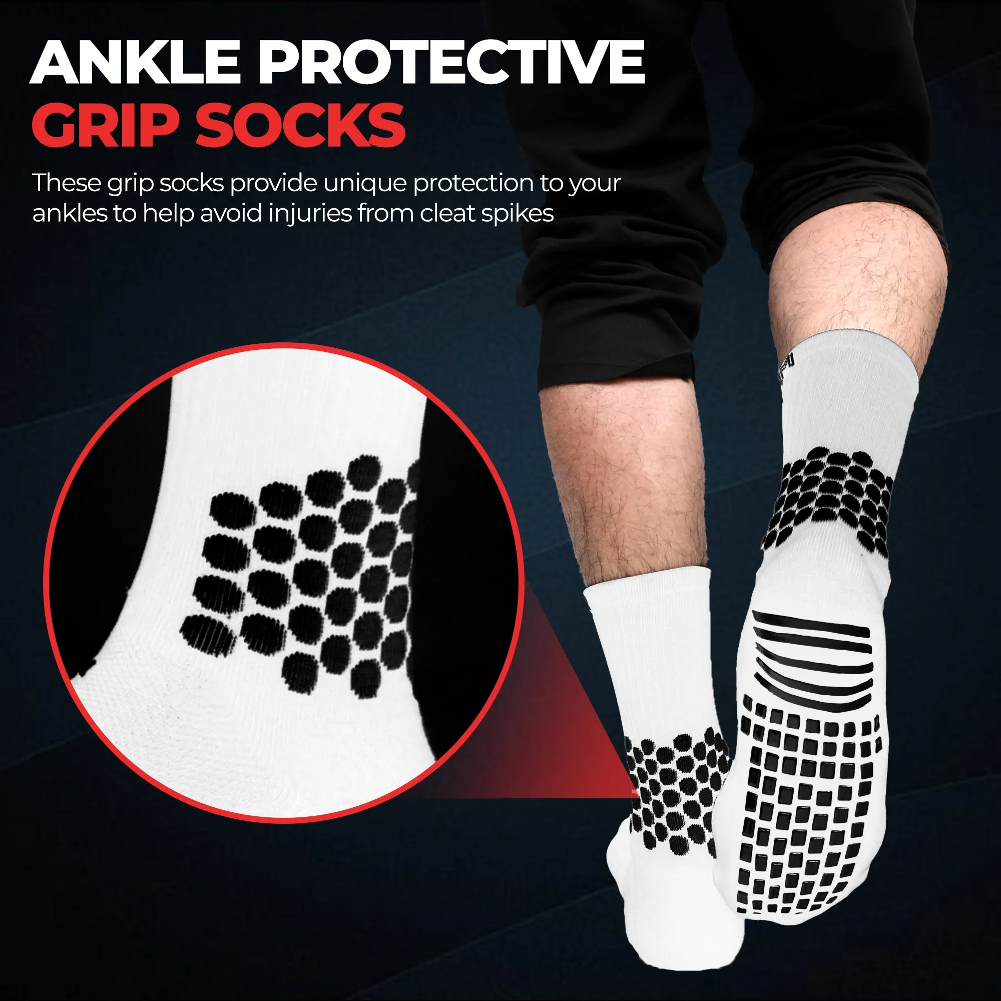 Soccer Grip Socks with Cushioned Ankle Protection