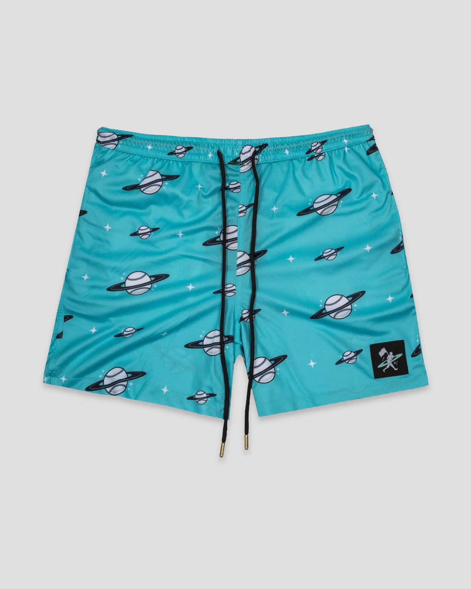 Space Ball Diamond Air Mesh Shorts - Black and Teal