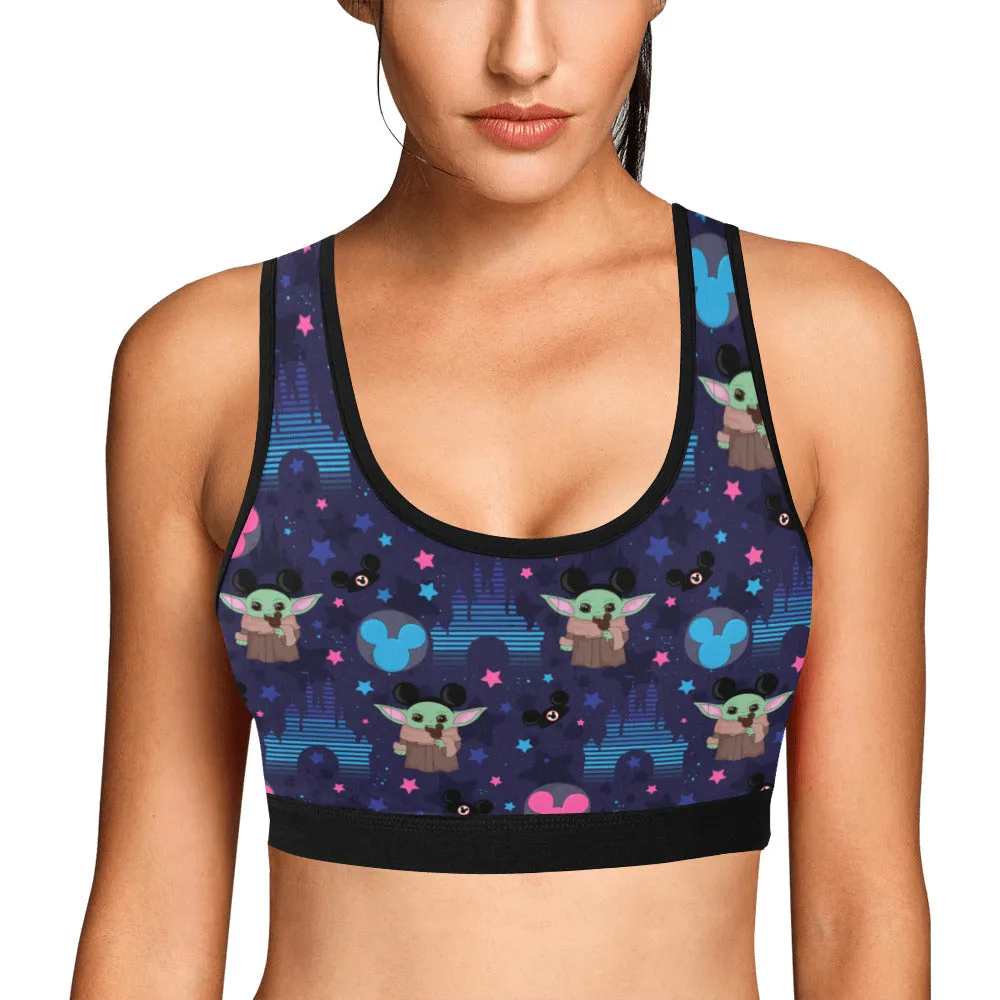 Star Wars Baby Yoda Castle Women's Athletic Sports Bra