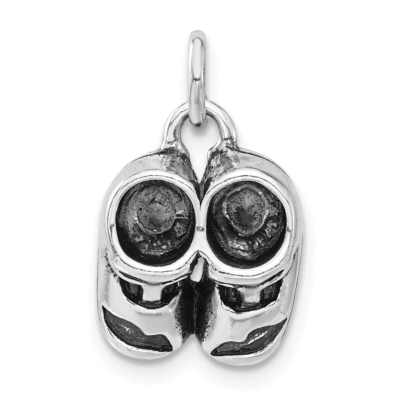 Sterling Silver Antiqued 3-D Baby Shoes Charm