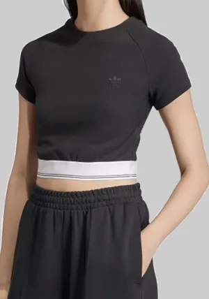 Tape Waistband Rib T-Shirt - Black