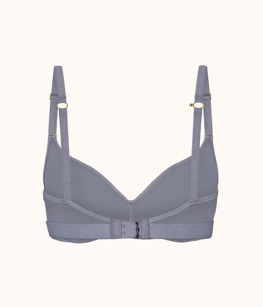 The Smooth Lace No-Wire Push-Up Bra: Smoke