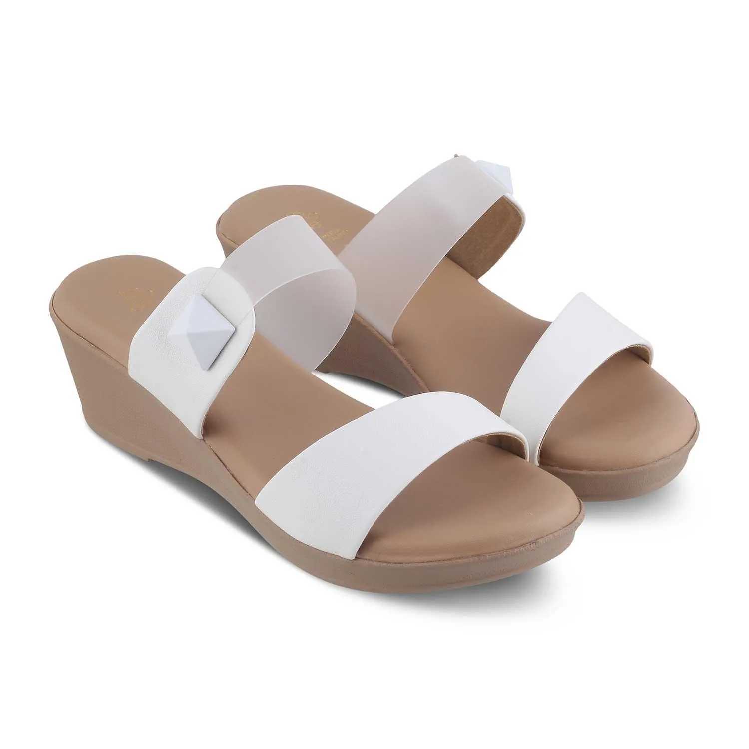 The Vios White Women's Dress Wedge Sandals Tresmode