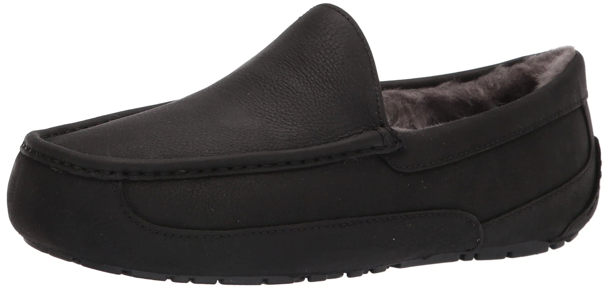 UGG Men's Ascot Slipper, Black Matte Leather