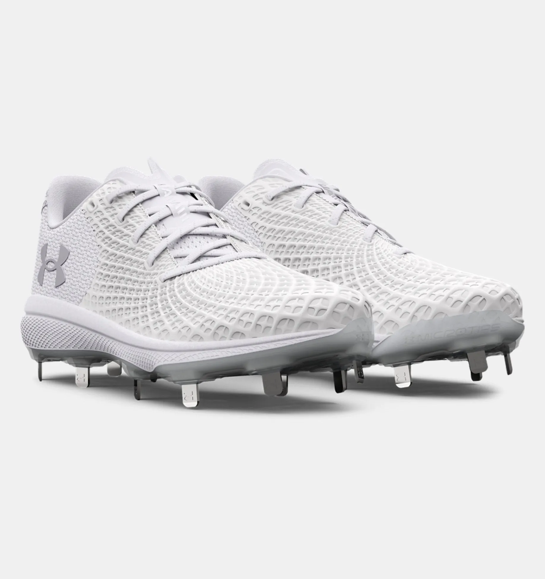 Under Armour Glyde 2 MT Womens Metal Fastpitch Cleat - White/Metallic Silver