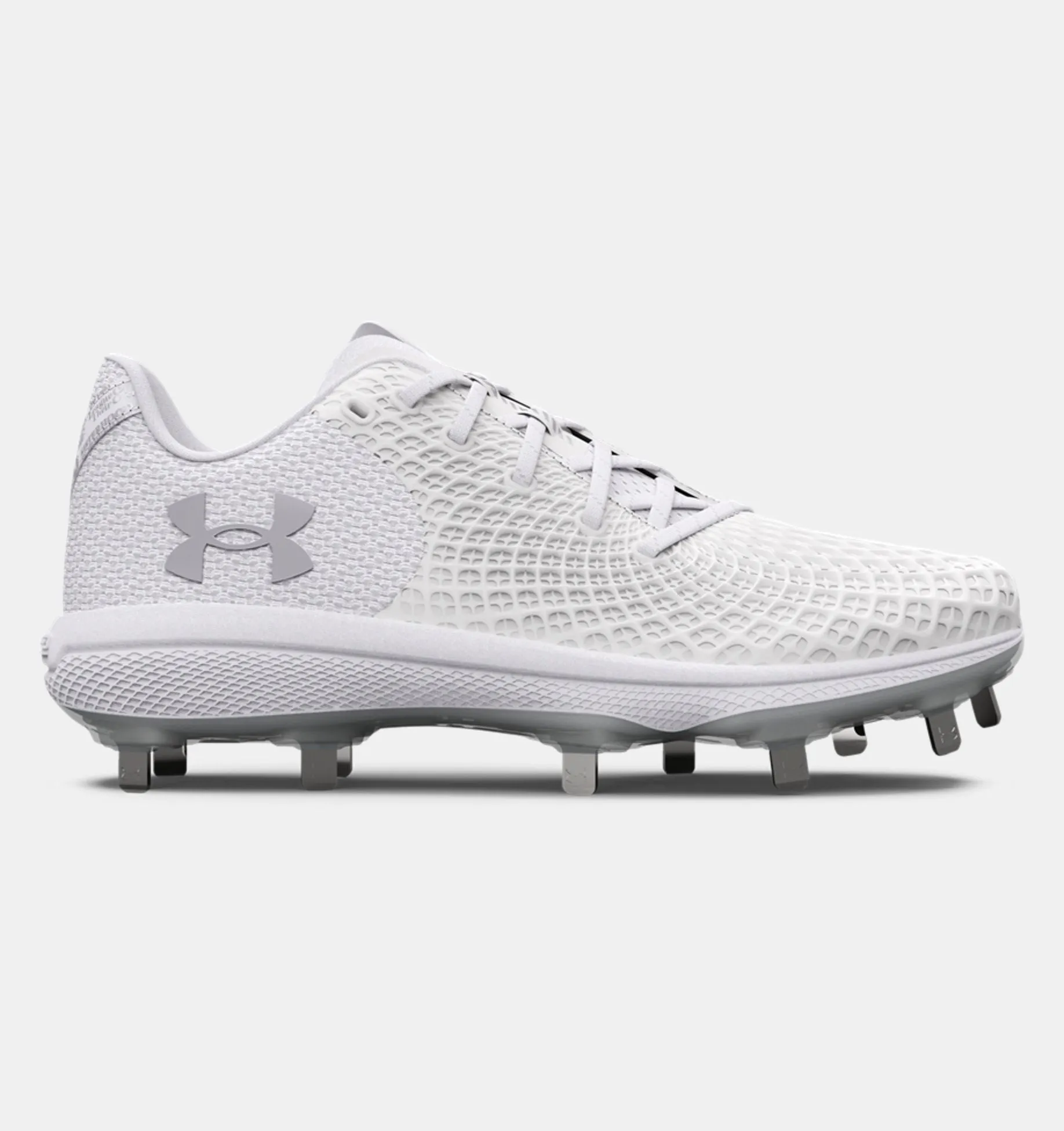 Under Armour Glyde 2 MT Womens Metal Fastpitch Cleat - White/Metallic Silver