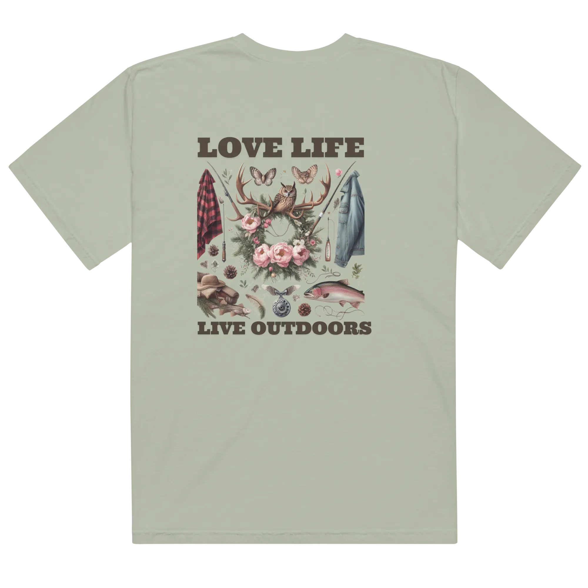 Unisex garment-dyed heavyweight t-shirt Exclusive Love Life Live Outdoors MRRL&O Print Designs