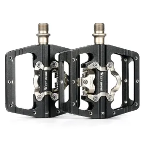 WEST BIKING Bicycle Aluminum Alloy Dual-Purpose Self-Locking Pedals(Black)