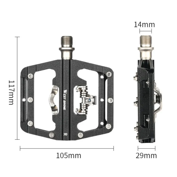 WEST BIKING Bicycle Aluminum Alloy Dual-Purpose Self-Locking Pedals(Black)