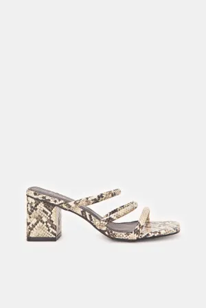 Women Beige And Black Animal Print Mules