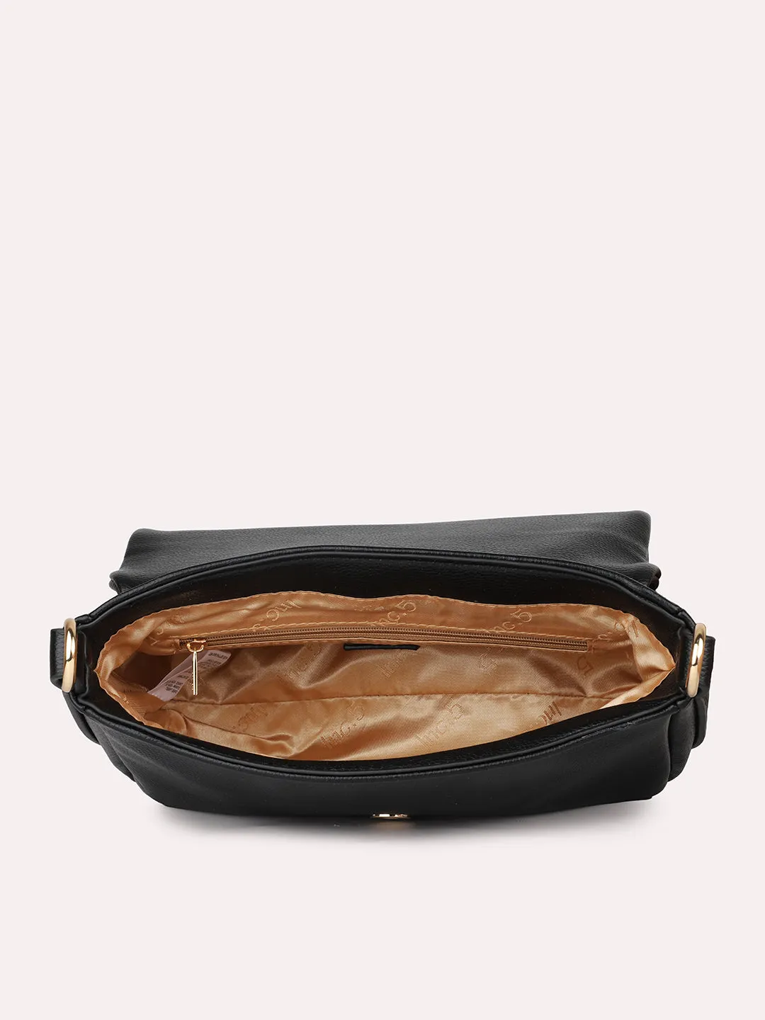 Women Black Solid Structured Shoulder Bag