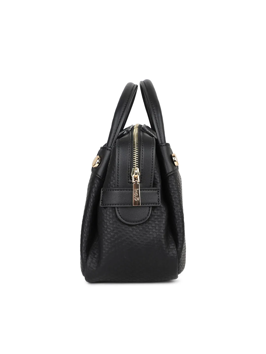 Women Black Textured Shoulder Bag