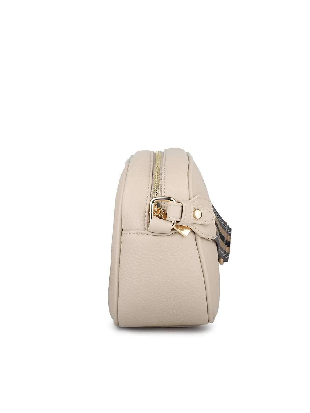 Women Off White Structured Sling Bag