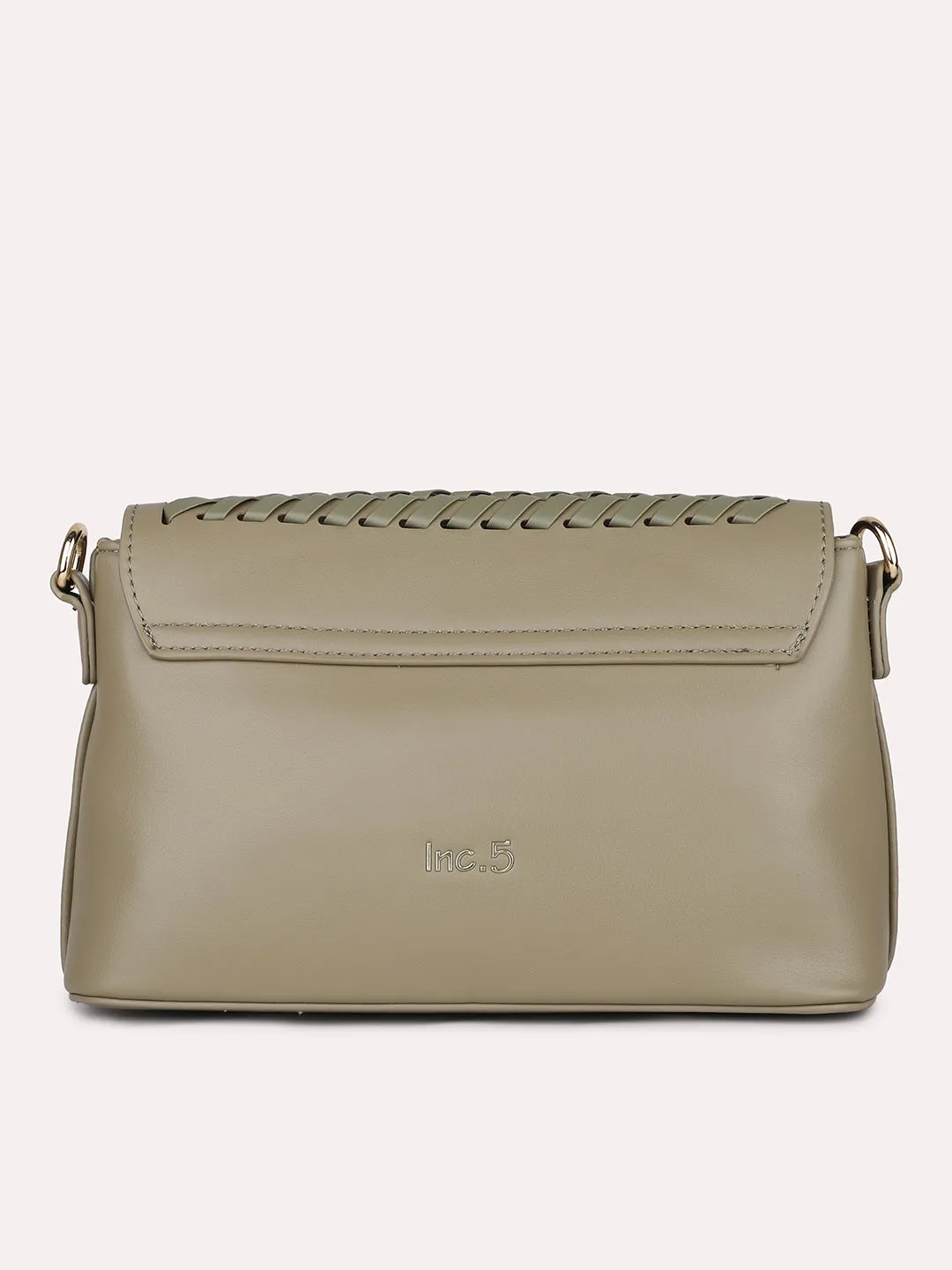 Women Olive Textured Structured Sling Bag