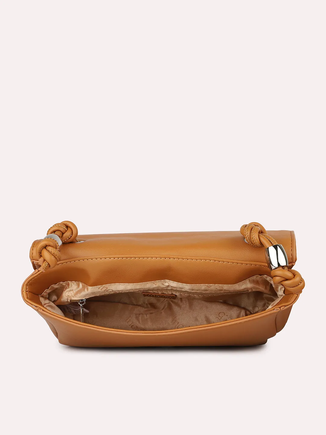 Women Tan Textured Structured Shoulder Bag