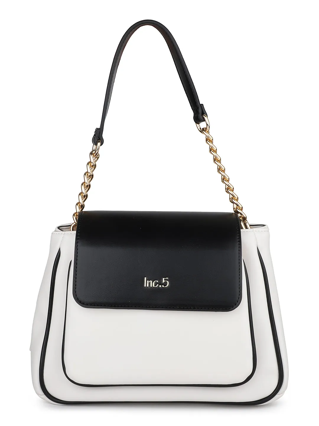 Women White And Beige Colourblocked Shoulder Bag