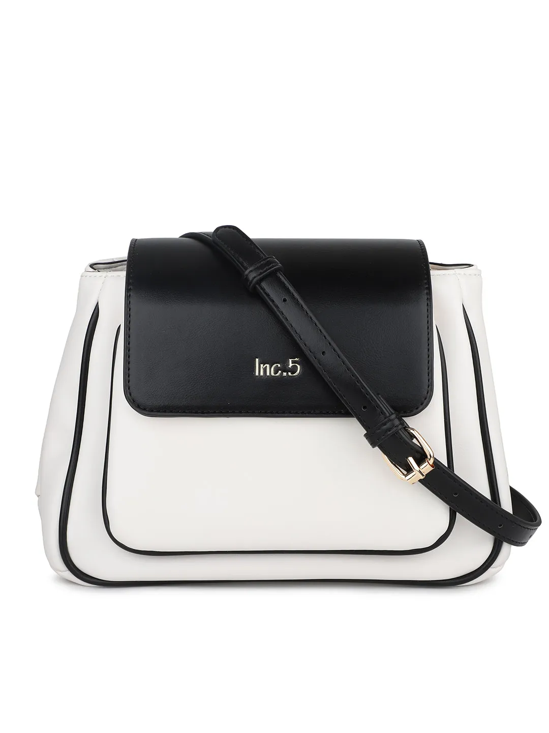 Women White And Beige Colourblocked Shoulder Bag