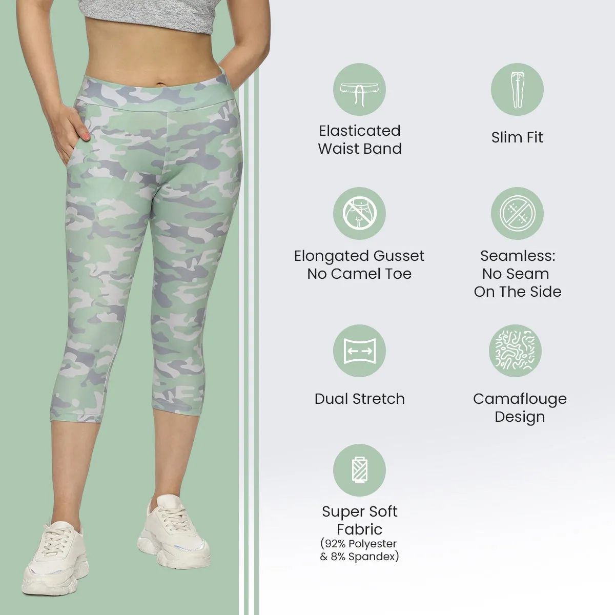 Women's Camouflage Slim-Fit Elasticated Capris