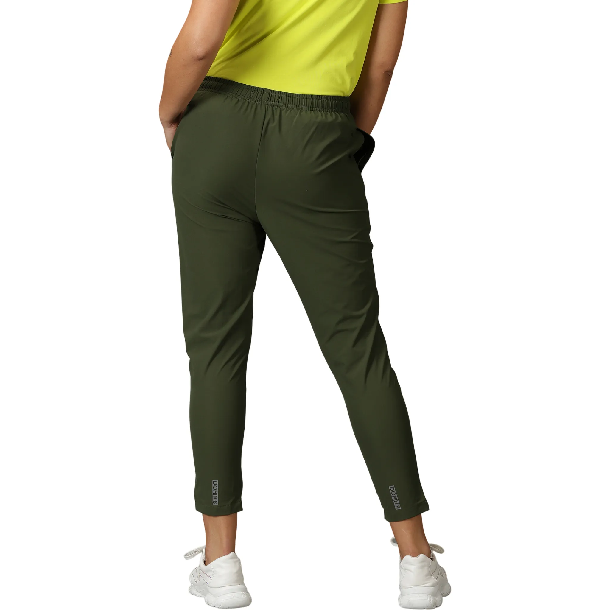 Women's Solid Training Trousers with Drawstring waist & Zipper Pockets.