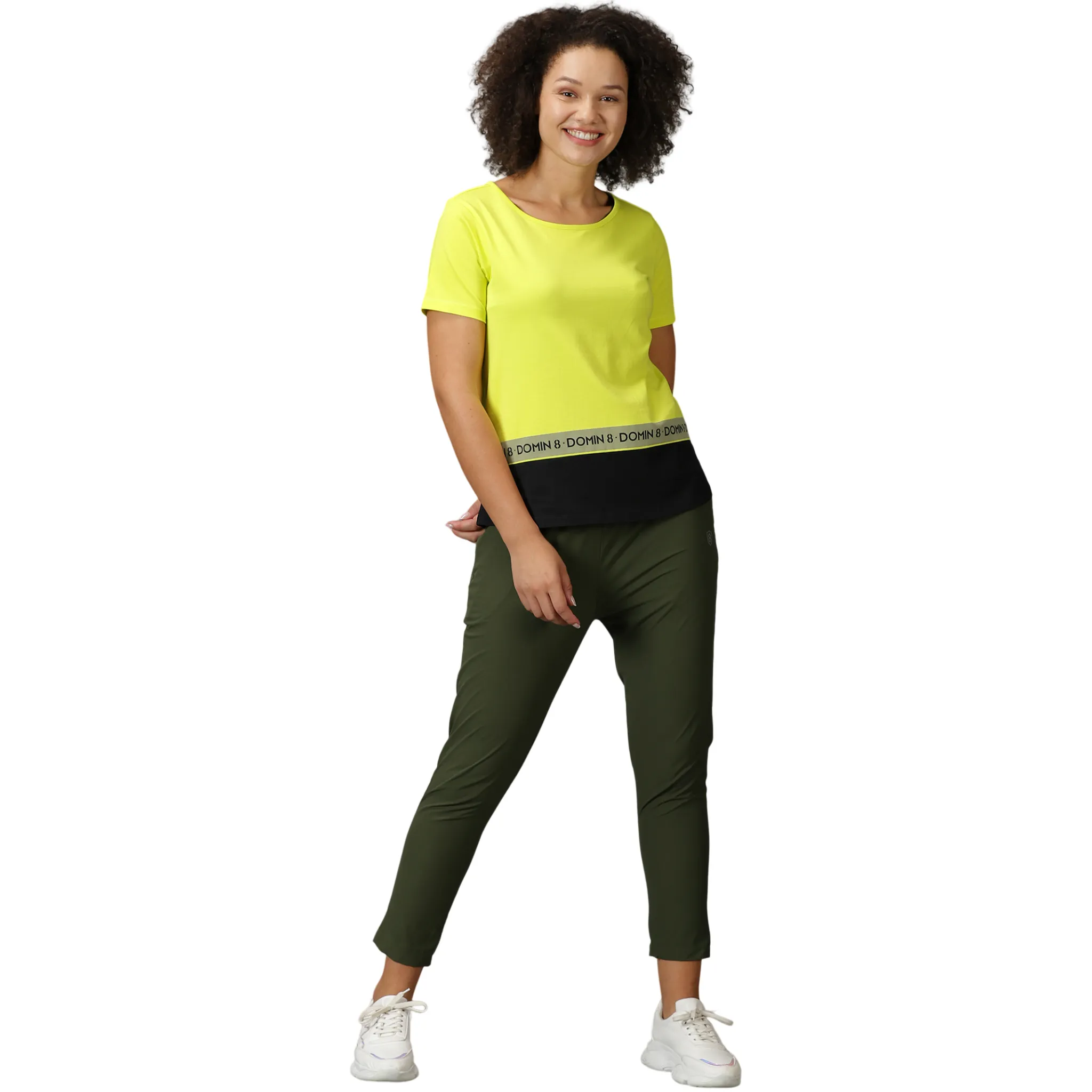 Women's Solid Training Trousers with Drawstring waist & Zipper Pockets.