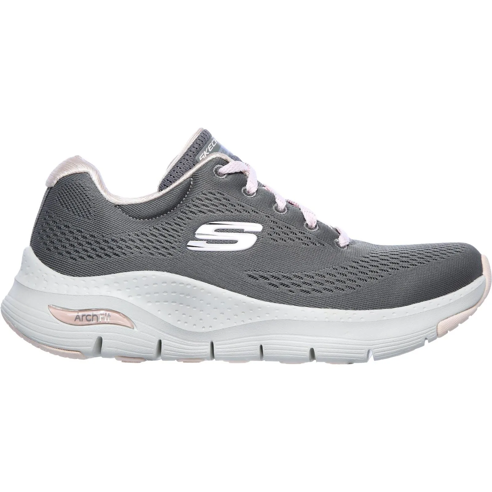 Women's Wide Fit Skechers 149057 Unny Outlook Sports Sneakers - Grey/Pink