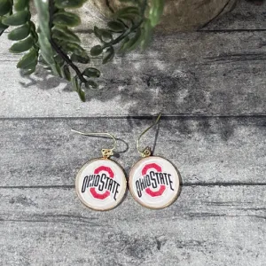 Your Favorite Sports Team or School Custom Dangly Circle Earrings (GOLD OR SILVER)