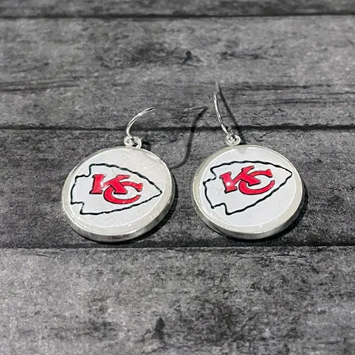 Your Favorite Sports Team or School Custom Dangly Circle Earrings (GOLD OR SILVER)