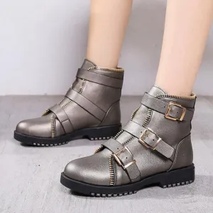 Zipper Biker Ankle Boots